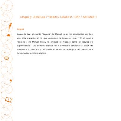 Lengua y Literatura 7° básico-Unidad 2-OA7-Actividad 1 Lengua y Literatura 7° básico-Unidad 2-OA7-Actividad 1