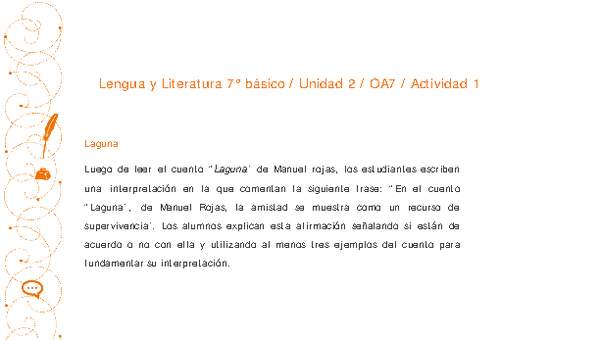 Lengua y Literatura 7° básico-Unidad 2-OA7-Actividad 1 Lengua y Literatura 7° básico-Unidad 2-OA7-Actividad 1
