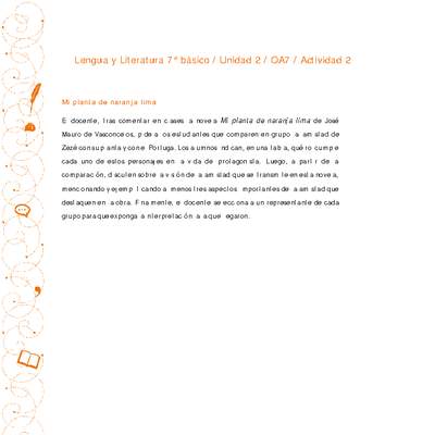 Lengua y Literatura 7° básico-Unidad 2-OA7-Actividad 2 Lengua y Literatura 7° básico-Unidad 2-OA7-Actividad 2