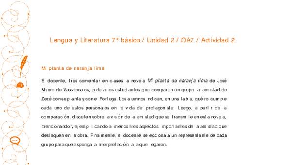Lengua y Literatura 7° básico-Unidad 2-OA7-Actividad 2 Lengua y Literatura 7° básico-Unidad 2-OA7-Actividad 2