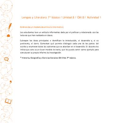 Lengua y Literatura 7° básico-Unidad 3-OA13-Actividad 1 Lengua y Literatura 7° básico-Unidad 3-OA13-Actividad 1