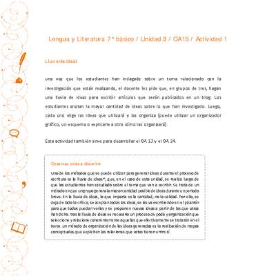 Lengua y Literatura 7° básico-Unidad 3-OA15-Actividad 1 Lengua y Literatura 7° básico-Unidad 3-OA15-Actividad 1