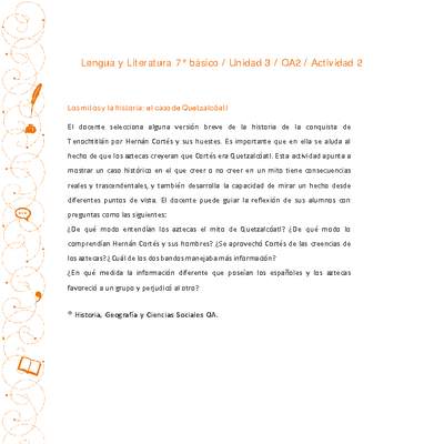 Lengua y Literatura 7° básico-Unidad 3-OA2-Actividad 2 Lengua y Literatura 7° básico-Unidad 3-OA2-Actividad 2