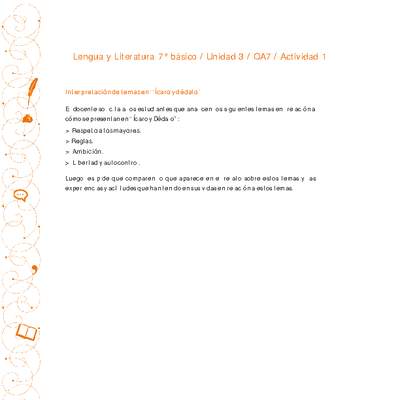 Lengua y Literatura 7° básico-Unidad 3-OA7-Actividad 1 Lengua y Literatura 7° básico-Unidad 3-OA7-Actividad 1