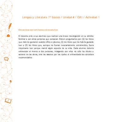 Lengua y Literatura 7° básico-Unidad 4-OA1-Actividad 1 Lengua y Literatura 7° básico-Unidad 4-OA1-Actividad 1