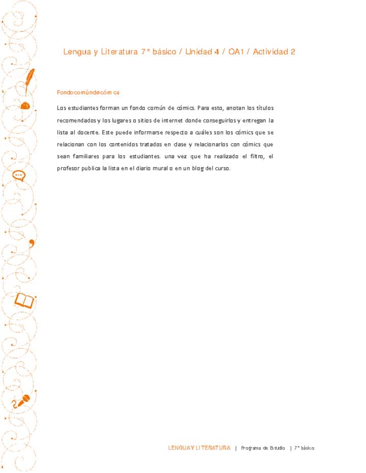 Lengua y Literatura 7° básico-Unidad 4-OA1-Actividad 2 Lengua y Literatura 7° básico-Unidad 4-OA1-Actividad 2