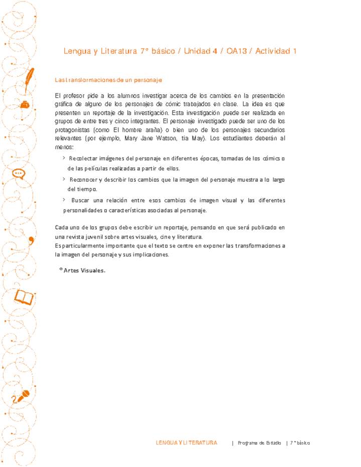 Lengua y Literatura 7° básico-Unidad 4-OA13-Actividad 1