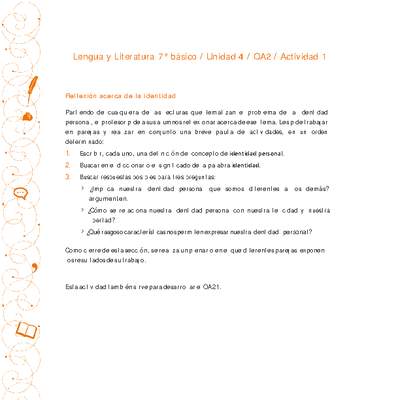 Lengua y Literatura 7° básico-Unidad 4-OA2-Actividad 2 Lengua y Literatura 7° básico-Unidad 4-OA2-Actividad 2