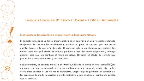 Lengua y Literatura 8° básico-Unidad 4-OA19-Actividad 2 Lengua y Literatura 8° básico-Unidad 4-OA19-Actividad 2