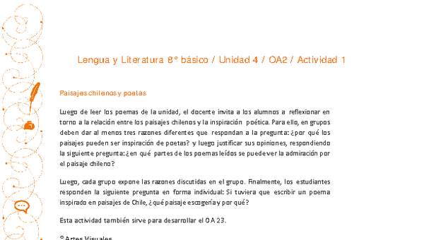 Lengua y Literatura 8° básico-Unidad 4-OA2-Actividad 1 Lengua y Literatura 8° básico-Unidad 4-OA2-Actividad 1