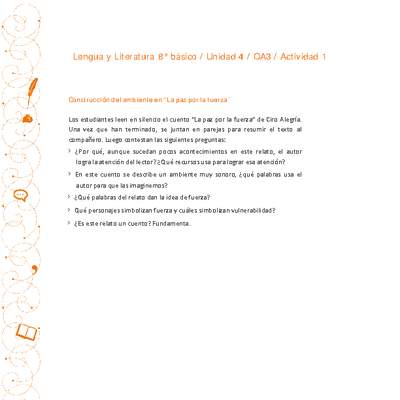 Lengua y Literatura 8° básico-Unidad 4-OA3-Actividad 1 Lengua y Literatura 8° básico-Unidad 4-OA3-Actividad 1