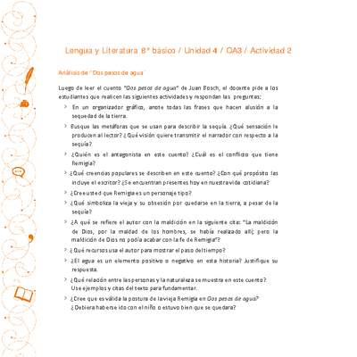 Lengua y Literatura 8° básico-Unidad 4-OA3-Actividad 2 Lengua y Literatura 8° básico-Unidad 4-OA3-Actividad 2