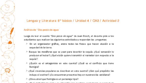 Lengua y Literatura 8° básico-Unidad 4-OA3-Actividad 2 Lengua y Literatura 8° básico-Unidad 4-OA3-Actividad 2