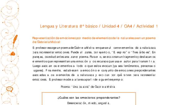 Lengua y Literatura 8° básico-Unidad 4-OA4-Actividad 1 Lengua y Literatura 8° básico-Unidad 4-OA4-Actividad 1