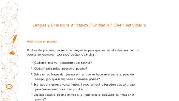 Lengua y Literatura 8° básico-Unidad 4-OA4-Actividad 2 Lengua y Literatura 8° básico-Unidad 4-OA4-Actividad 2