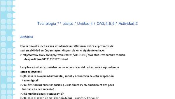 Tecnología 7° básico-Unidad 4-OA3;4;5;6-Actividad 2 Tecnología 7° básico-Unidad 4-OA3;4;5;6-Actividad 2