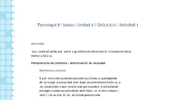 Tecnología 8° básico-Unidad 4-OA3;4;5;6-Actividad 1 Tecnología 8° básico-Unidad 4-OA3;4;5;6-Actividad 1