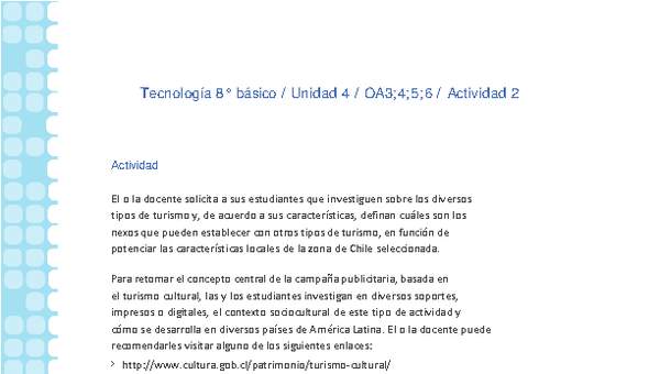 Tecnología 8° básico-Unidad 4-OA3;4;5;6-Actividad 2 Tecnología 8° básico-Unidad 4-OA3;4;5;6-Actividad 2