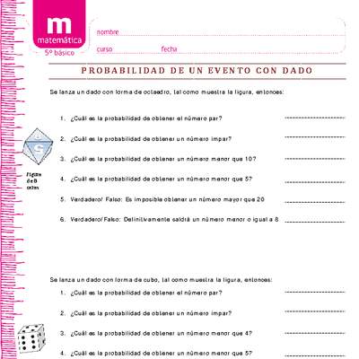 Probabilidad de un evento con dado Probabilidad de un evento con dado