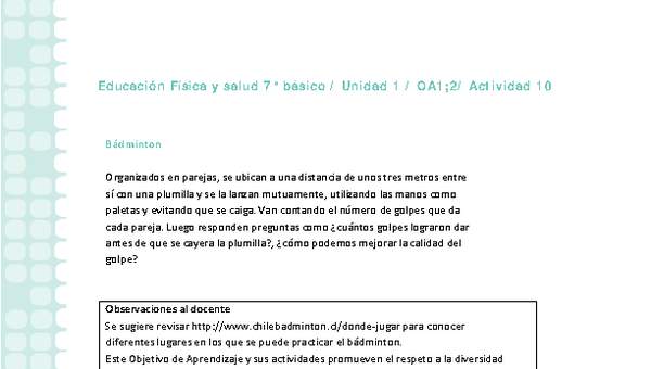 Educación Física 7 básico-Unidad 1-OA1;2-Actividad 10 Educación Física 7 básico-Unidad 1-OA1;2-Actividad 10