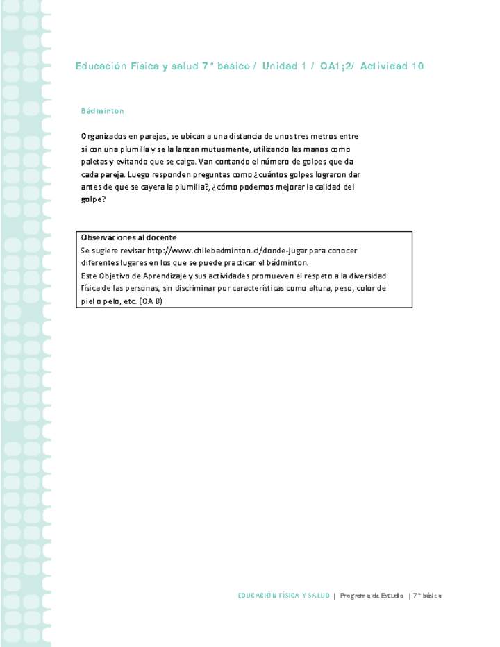 Educación Física 7 básico-Unidad 1-OA1;2-Actividad 10 Educación Física 7 básico-Unidad 1-OA1;2-Actividad 10