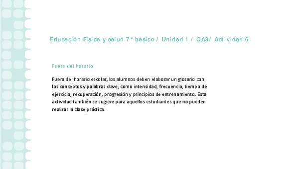 Educación Física 7 básico-Unidad 1-OA3-Actividad 6 Educación Física 7 básico-Unidad 1-OA3-Actividad 6
