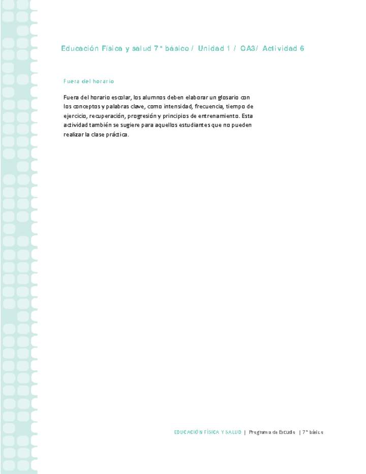 Educación Física 7 básico-Unidad 1-OA3-Actividad 6 Educación Física 7 básico-Unidad 1-OA3-Actividad 6