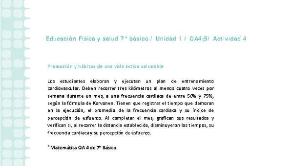 Educación Física 7 básico-Unidad 1-OA4;5-Actividad 4 Educación Física 7 básico-Unidad 1-OA4;5-Actividad 4