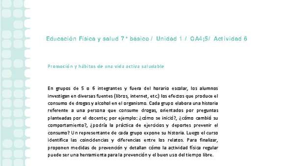 Educación Física 7 básico-Unidad 1-OA4;5-Actividad 6 Educación Física 7 básico-Unidad 1-OA4;5-Actividad 6