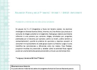 Educación Física 7 básico-Unidad 1-OA4;5-Actividad 6 Educación Física 7 básico-Unidad 1-OA4;5-Actividad 6