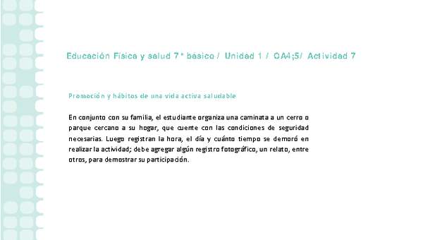 Educación Física 7 básico-Unidad 1-OA4;5-Actividad 7 Educación Física 7 básico-Unidad 1-OA4;5-Actividad 7