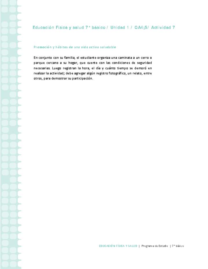 Educación Física 7 básico-Unidad 1-OA4;5-Actividad 7 Educación Física 7 básico-Unidad 1-OA4;5-Actividad 7
