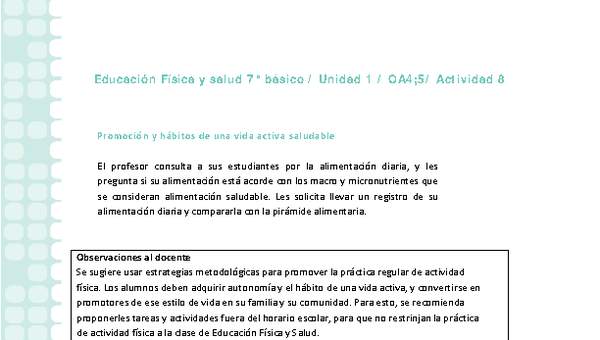 Educación Física 7 básico-Unidad 1-OA4;5-Actividad 8 Educación Física 7 básico-Unidad 1-OA4;5-Actividad 8
