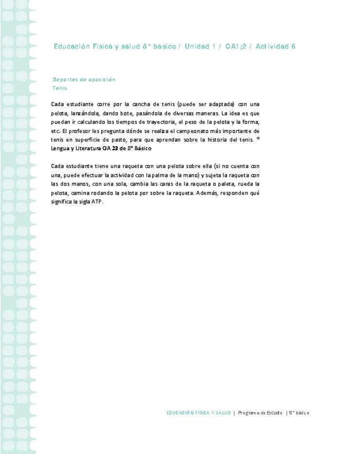 Educación Física 8 básico-Unidad 1-OA1;2-Actividad 6 Educación Física 8 básico-Unidad 1-OA1;2-Actividad 6