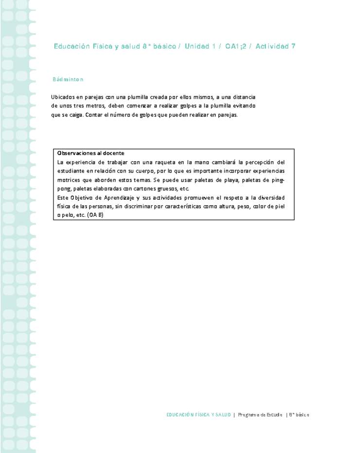 Educación Física 8 básico-Unidad 1-OA1;2-Actividad 7 Educación Física 8 básico-Unidad 1-OA1;2-Actividad 7