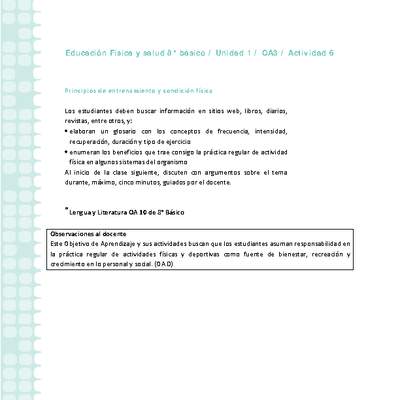 Educación Física 8 básico-Unidad 1-OA3-Actividad 6 Educación Física 8 básico-Unidad 1-OA3-Actividad 6