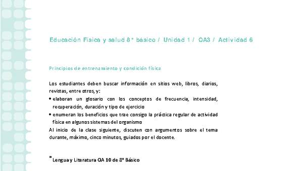 Educación Física 8 básico-Unidad 1-OA3-Actividad 6 Educación Física 8 básico-Unidad 1-OA3-Actividad 6