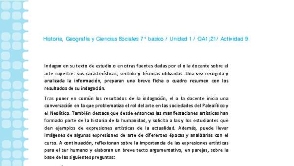 Historia 7° básico-Unidad 1-OA1;21-Actividad 9 Historia 7° básico-Unidad 1-OA1;21-Actividad 9