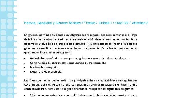 Historia 7° básico-Unidad 1-OA21;22-Actividad 2 Historia 7° básico-Unidad 1-OA21;22-Actividad 2