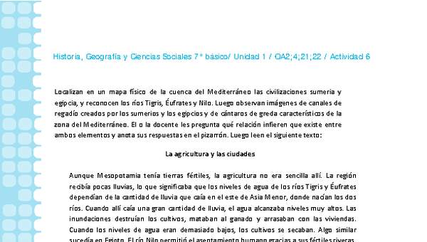 Historia 7° básico-Unidad 1-OA2;4;21;22-Actividad 6 Historia 7° básico-Unidad 1-OA2;4;21;22-Actividad 6