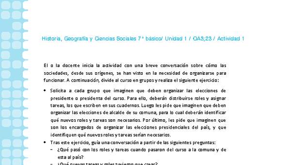 Historia 7° básico-Unidad 1-OA3;23-Actividad 1 Historia 7° básico-Unidad 1-OA3;23-Actividad 1