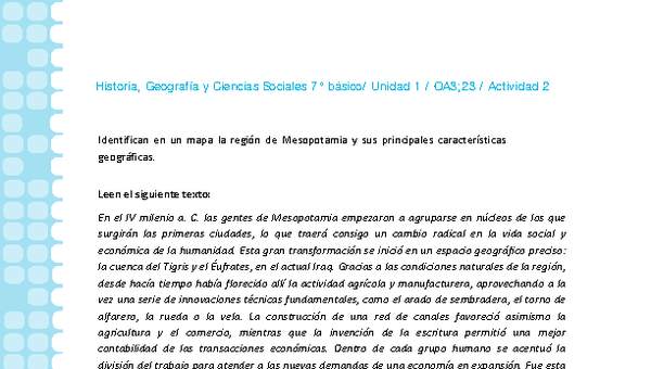 Historia 7° básico-Unidad 1-OA3;23-Actividad 2 Historia 7° básico-Unidad 1-OA3;23-Actividad 2