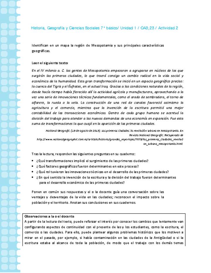 Historia 7° básico-Unidad 1-OA3;23-Actividad 2 Historia 7° básico-Unidad 1-OA3;23-Actividad 2