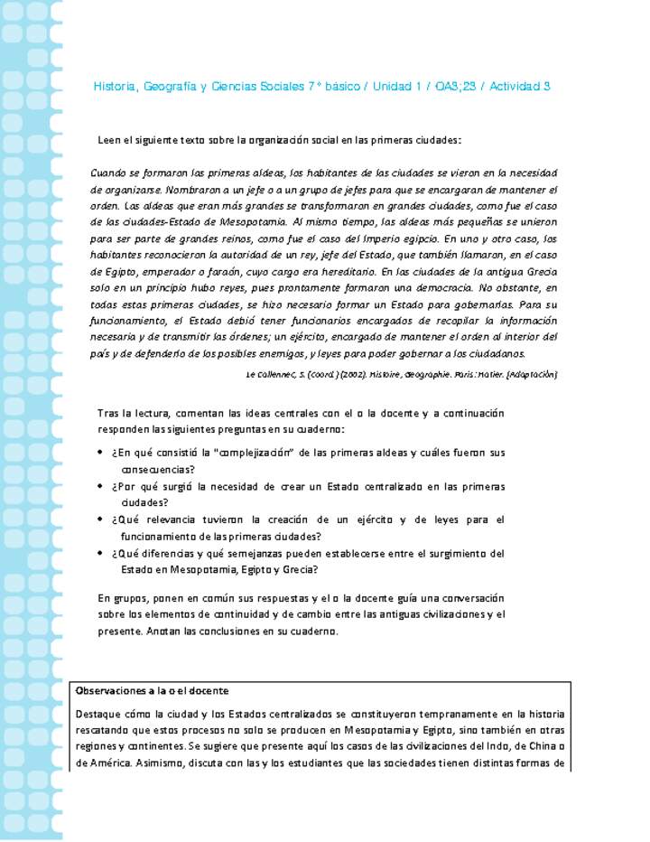 Historia 7° básico-Unidad 1-OA3;23-Actividad 3 Historia 7° básico-Unidad 1-OA3;23-Actividad 3