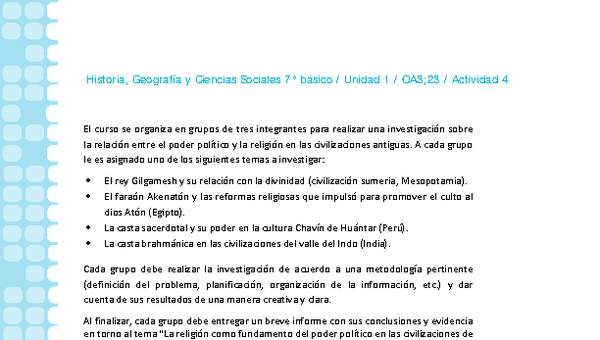 Historia 7° básico-Unidad 1-OA3;23-Actividad 4 Historia 7° básico-Unidad 1-OA3;23-Actividad 4