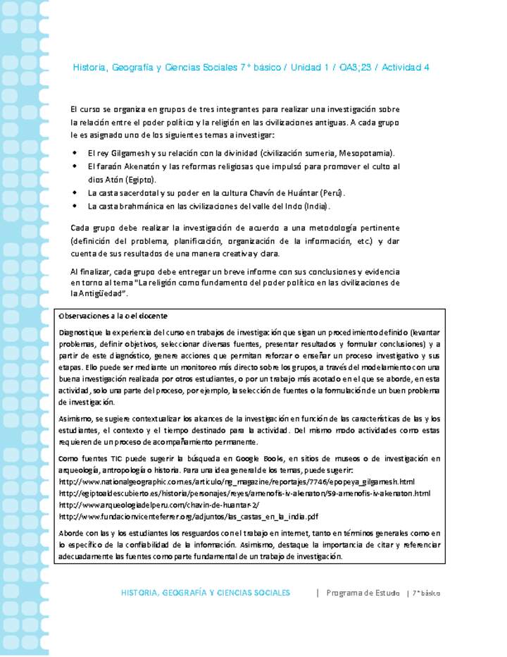 Historia 7° básico-Unidad 1-OA3;23-Actividad 4 Historia 7° básico-Unidad 1-OA3;23-Actividad 4