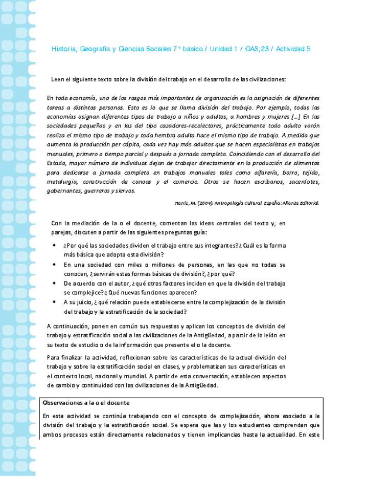 Historia 7° básico-Unidad 1-OA3;23-Actividad 5 Historia 7° básico-Unidad 1-OA3;23-Actividad 5