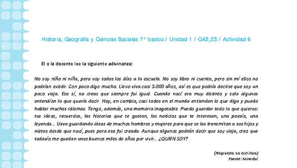 Historia 7° básico-Unidad 1-OA3;23-Actividad 6 Historia 7° básico-Unidad 1-OA3;23-Actividad 6