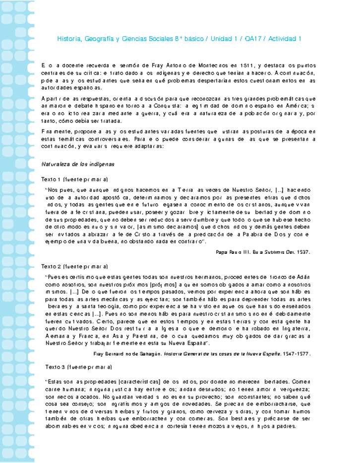 Historia 8° básico-Unidad 1-OA17-Actividad 1 Historia 8° básico-Unidad 1-OA17-Actividad 1