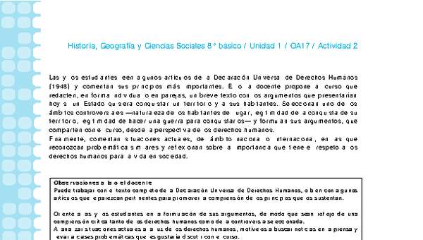 Historia 8° básico-Unidad 1-OA17-Actividad 2 Historia 8° básico-Unidad 1-OA17-Actividad 2